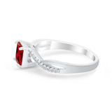 Infinity Shank Princess Cut Engagement Ring Simulated Garnet CZ 925 Sterling Silver