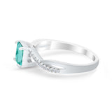 Infinity Shank Princess Cut Engagement Ring Simulated Paraiba Tourmaline CZ 925 Sterling Silver