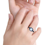 Halo Cushion Infinity Twist Side Stone Blue Sapphire CZ Fashion Ring Lab Created White Opal 925 Sterling Silver Wholesale