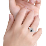 Two Piece Kite Bridal Ring Black CZ 925 Sterling Silver Wholesale