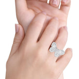 Cluster Butterfly Ring Baguette Cubic Zirconia 925 Sterling Silver Wholesale