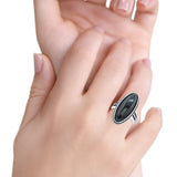 Oval New Design Statement Fashion Oxidized Simulated Black Onyx Solid 925 Sterling Silver