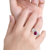 Weave Teardrop Pear Twist Infinity Shank Wedding Bridal Piece Ring Simulated Ruby CZ 925 Sterling Silver