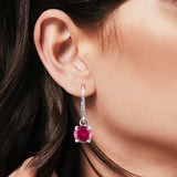 Lever Back Earring Round Simulated Ruby CZ 925 Sterling Silver (2mm-10mm)