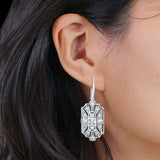 Milgrain Fishhook Earrings Cubic Zirconia 925 Sterling Silver Wholesale