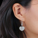 Heart Drop Fish-Hook Earrings Cubic Zirconia 925 Sterling Silver Wholesale