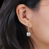 Asscher Cut Yellow Tone, Cubic Zirconia Leverback Earrings 925 Sterling Silver Wholesale