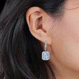 Emerald Cut Leverback Earrings Simulated Aquamarine 925 Sterling Silver Wholesale