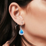 Drop Dangle Pear Earrings Lab Created Blue Opal 925 Sterling Silver(17mm)