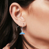 Drop Dangle Dragonfly Earrings Lab Created Blue Opal 925 Sterling Silver (10mm)