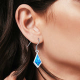Drop Dangle Earrings Lab Created Blue Opal 925 Sterling Silver(22mm)