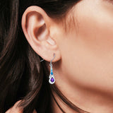 Pear Amethyst Drop Dangle Earrings Lab Created Blue Opal Simulated CZ 925 Sterling Silver (17mm)