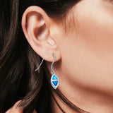 Drop Dangle Earrings Lab Created Blue Opal 925 Sterling Silver(15mm)