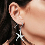 Starfish Drop Dangle Earrings Lab Created White Opal 925 Sterling Silver(25mm)