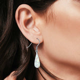 Teardrop Drop Dangle Earrings Lab Created White Opal 925 Sterling Silver(24mm)