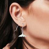 Whale Tail Earrings Drop Dangle Lab Created White Opal 925 Sterling Silver(10mm)