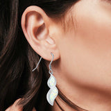 Marquise Drop Dangle Earrings Lab Created White Opal 925 Sterling Silver(30mm)