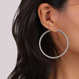 White Gold 14K 3mm Plain Snap Closure Hoop Earrings Wholesale