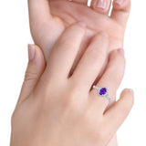 Oval Engagement Ring Accent Vintage Simulated Amethyst CZ 925 Sterling Silver