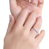Half Eternity Wedding Band Ring Round Simulated Amethyst CZ 925 Sterling Silver
