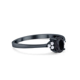 Art Deco Oval Engagement Ring Black Tone, Simulated Black CZ 925 Sterling Silver