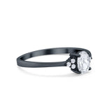 Art Deco Oval Engagement Ring Black Tone, Simulated Cubic Zirconia 925 Sterling Silver