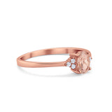 Art Deco Oval Engagement Ring Rose Tone, Simulated Morganite CZ 925 Sterling Silver
