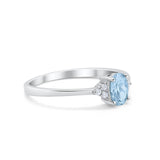 Art Deco Oval Engagement Ring Simulated Aquamarine CZ 925 Sterling Silver