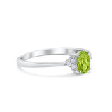 Art Deco Oval Engagement Ring Simulated Peridot CZ 925 Sterling Silver