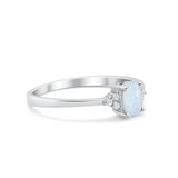 Art Deco Oval Engagement Ring Lab Created White Opal 925 Sterling Silver