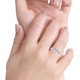 Simple Ring Band Lab Created Blue Opal 925 Sterling Silver (2mm)