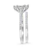 Diamond Cluster Ring 0.25ct Marquise Shaped Two Piece Natural 14K White Gold Wholesale