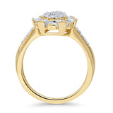 Halo Teardrop Pear Shaped 0.26ct Baguette & Round Diamond Ring 14K Yellow Gold Wholesale