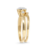 Halo Diamond Cushion Ring Set Twisted Milgrain 14K Yellow Gold 0.19ct Wholesale