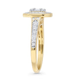 Halo Octagonal 0.51ct Natural Diamond Baguette Engagement Ring 14K Yellow Gold Wholesale