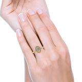 14K 0.54ct Yellow Gold Natural Aquamarine G SI Diamond Engagement Ring Size 6.5