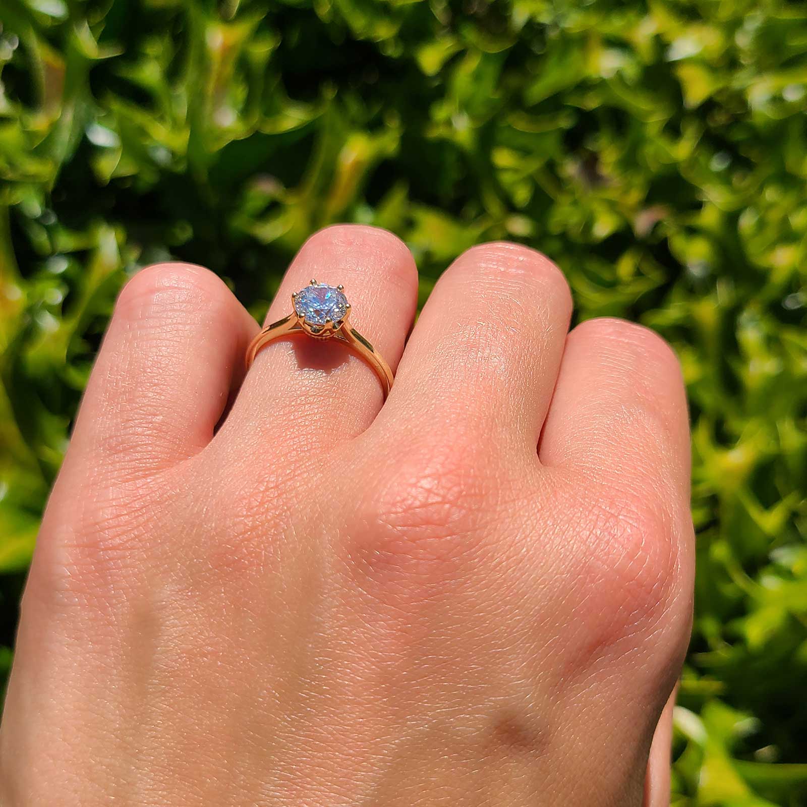 14K Yellow Gold Round Solitaire Accent Simulated CZ Wedding Engagement
