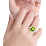 Teardrop Cocktail Engagement Ring Simulated Peridot CZ 925 Sterling Silver