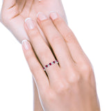 14K White Gold 0.62ct Round 2.5mm Band G SI Half Eternity Ruby & Diamond Engagement Wedding Ring Size 6.5