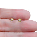 14kt Solid Yellow Gold Star Stud Diamond Earrings Wholesale