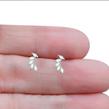 New Design Stud Earring Lab Created Marquise White Opal Solid 925 Sterling Silver (13.2mm)