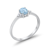 Art Deco Oval Engagement Ring Simulated Aquamarine CZ 925 Sterling Silver