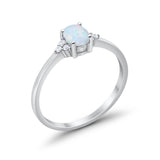 Art Deco Oval Engagement Ring Lab Created White Opal 925 Sterling Silver