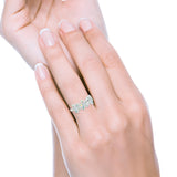 Plumeria Flower Ring Band Lab Created White Opal 925 Sterling Silver (8mm)