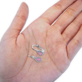 Halo Teardrop LeverBack Earrings Pear Lab Created Pink Opal 925 Sterling Silver