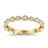 14K Yellow Gold 0.10ct Round 2.75mm G SI Half Eternity Stackable Diamond Rinze Engagement Wedding Ring Size 6.5