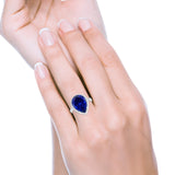 Teardrop Cocktail Engagement Ring Simulated Blue Sapphire CZ 925 Sterling Silver