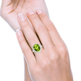 Teardrop Cocktail Engagement Ring Simulated Peridot CZ 925 Sterling Silver