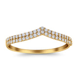 14K Yellow Gold 0.22ct Round 2mm G SI V Shape ChevronDiamond Eternity Bands Engagement Wedding Ring Size 6.5