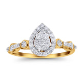 14K Yellow Gold 0.34ct Pear 10mm G SI Diamond Engagement Wedding Ring Size 6.5